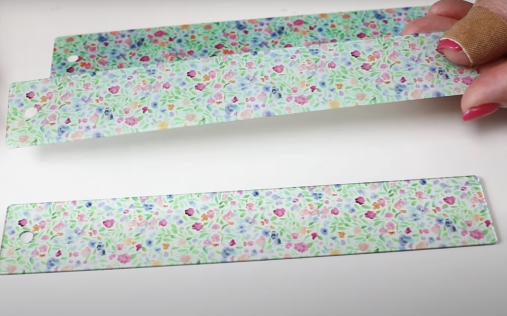 Acrylic bookmark with CMYK then white.