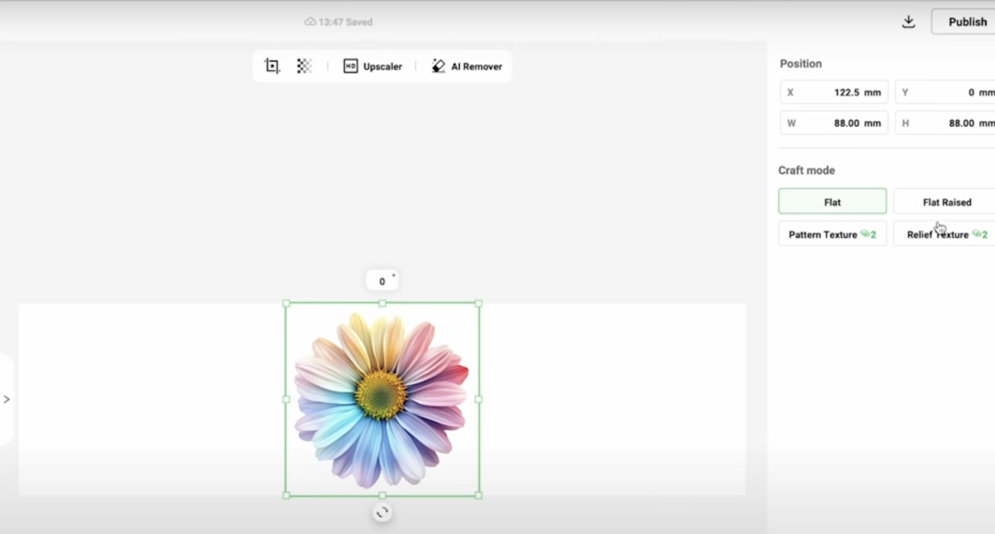 Upload design and choose Craft mode.