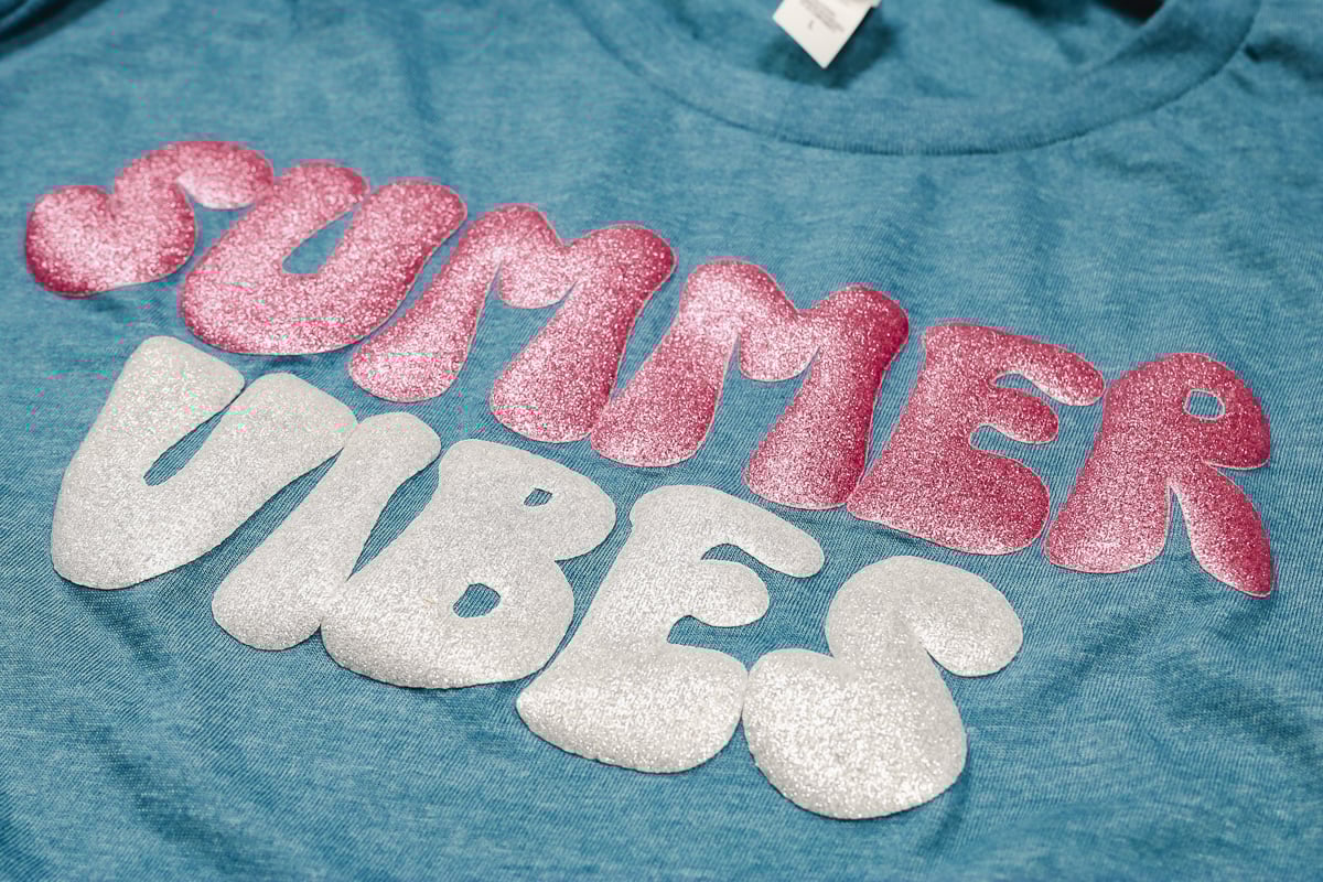 Finished glitter puff HTV shirt.