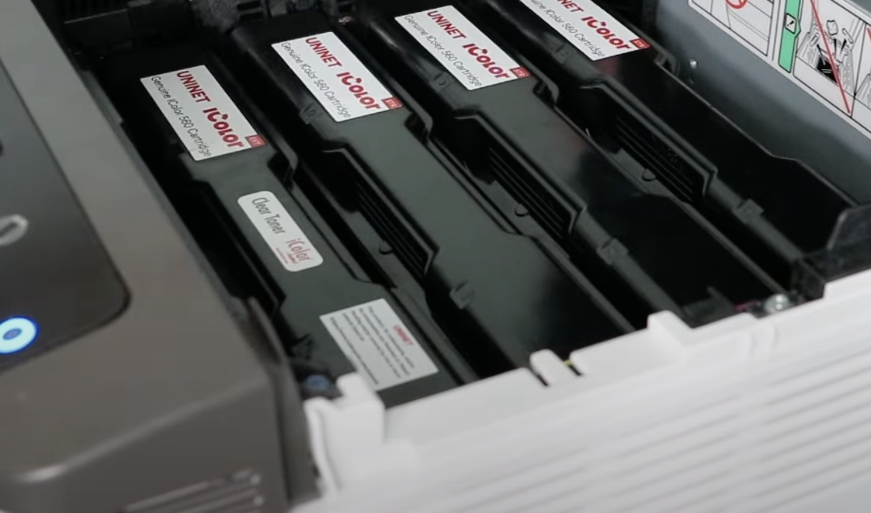 Adjust toner cartridges for clear toner printing.