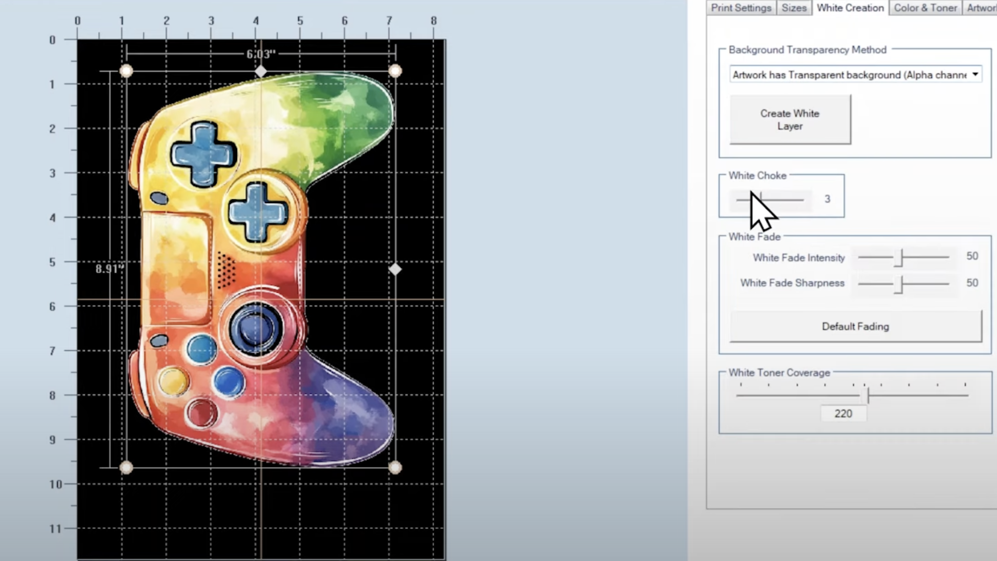 Adjust printing settings in ProRIP Essentials.