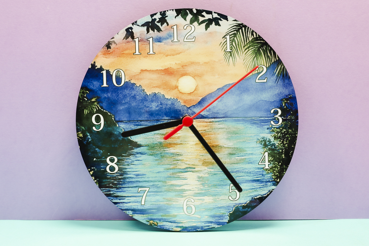 Round sublimation clock.