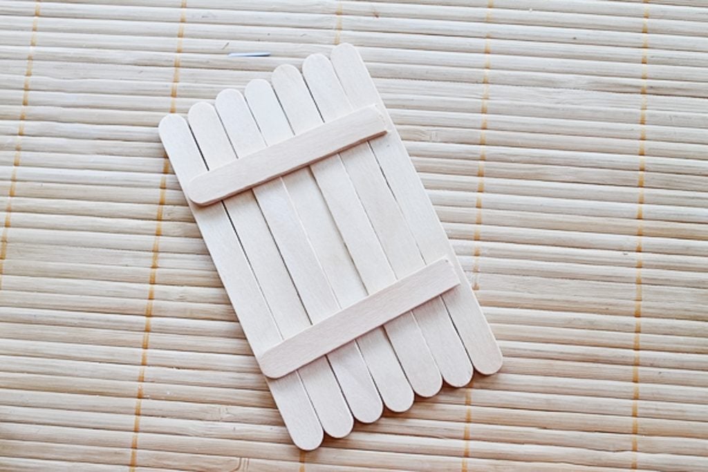 Craft sticks glued to make a rectangle