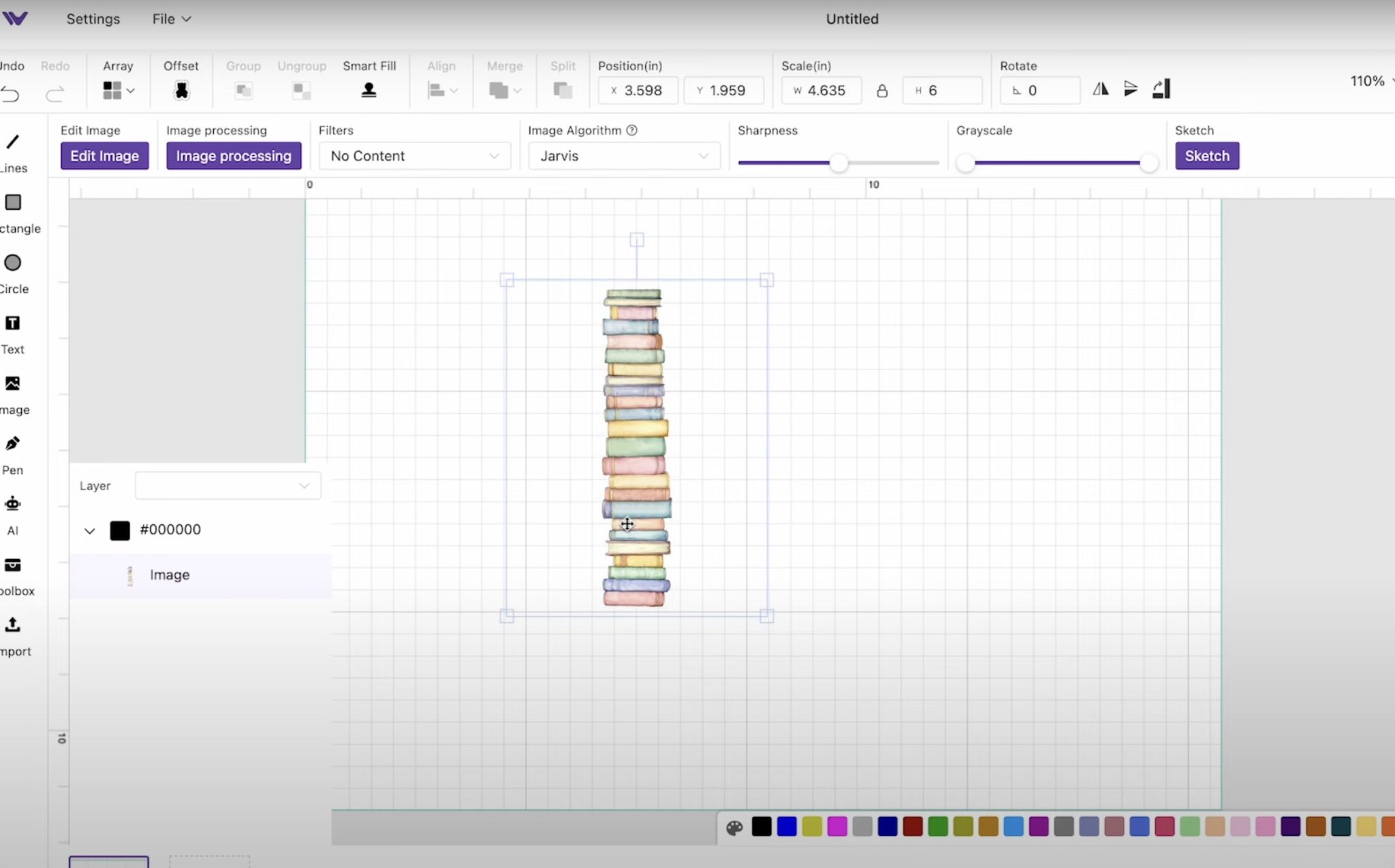 Resize design in WeCreat software.