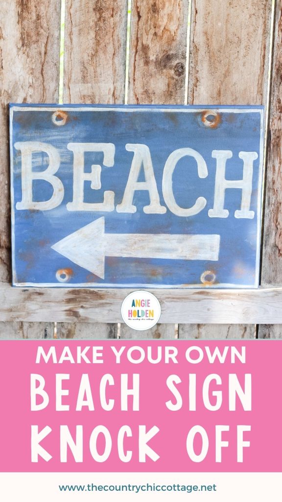 Ballard Designs Knock Off Beach Sign -- a great technique for getting a rusty appearance on a painted sign easily. You probably already have the secret ingredient in your kitchen! ballard designs beach sign knock off
