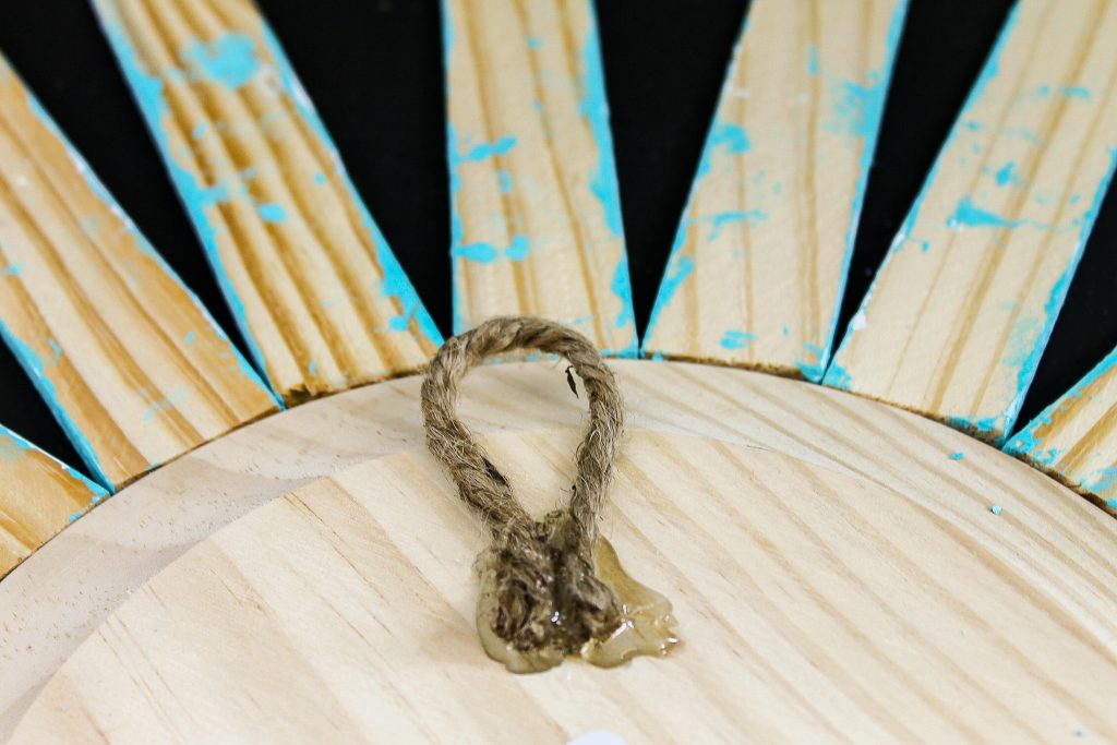 glued rope to make hanger for mirror
