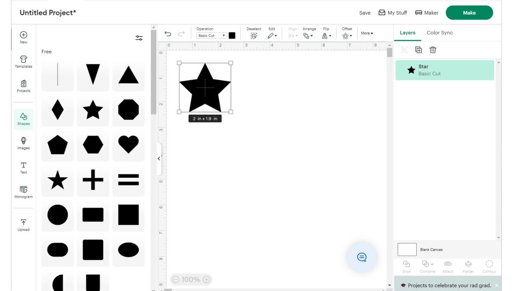 adding star shape to blank canvas