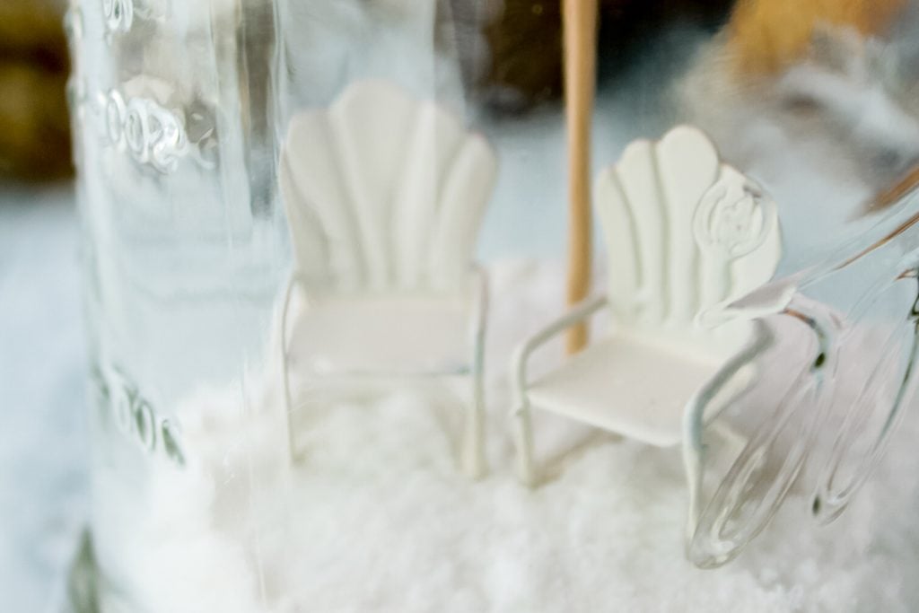 mini beach chairs in a mason jar