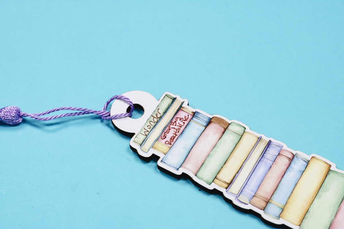 Finished bookmark with writing.