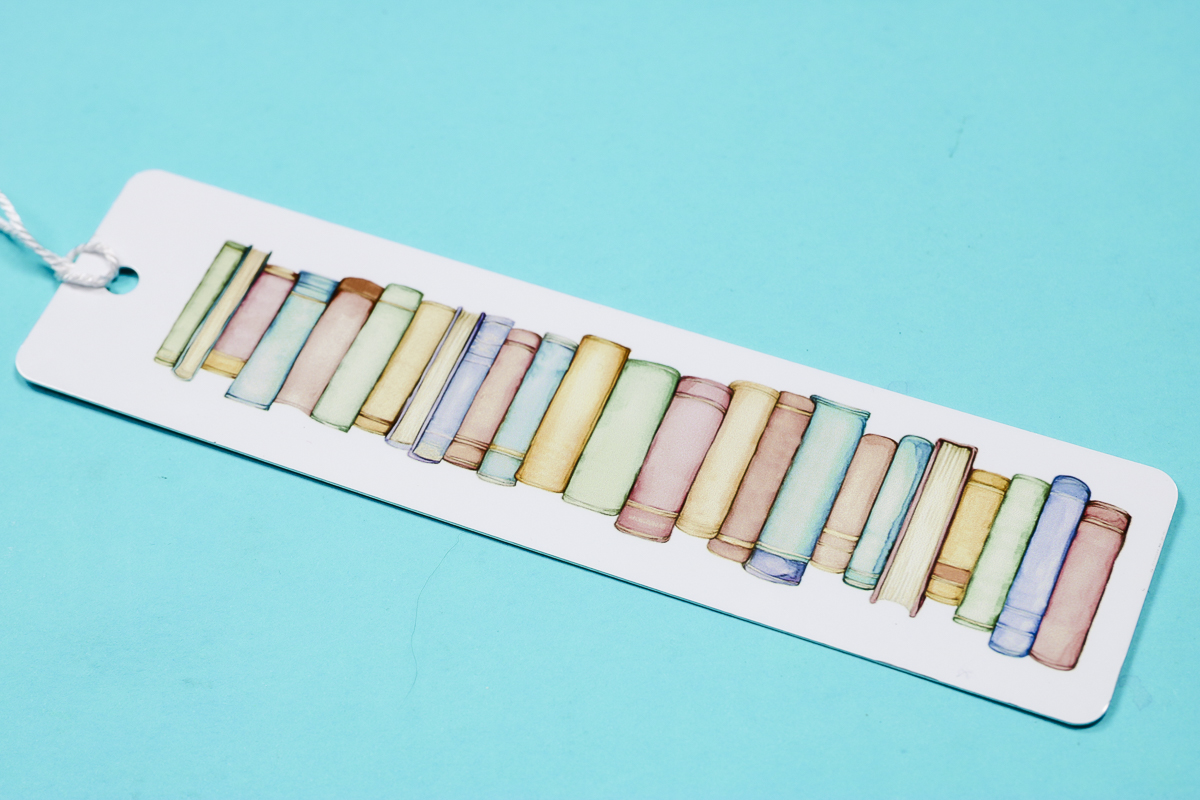 Finished sublimation book tracker bookmark.
