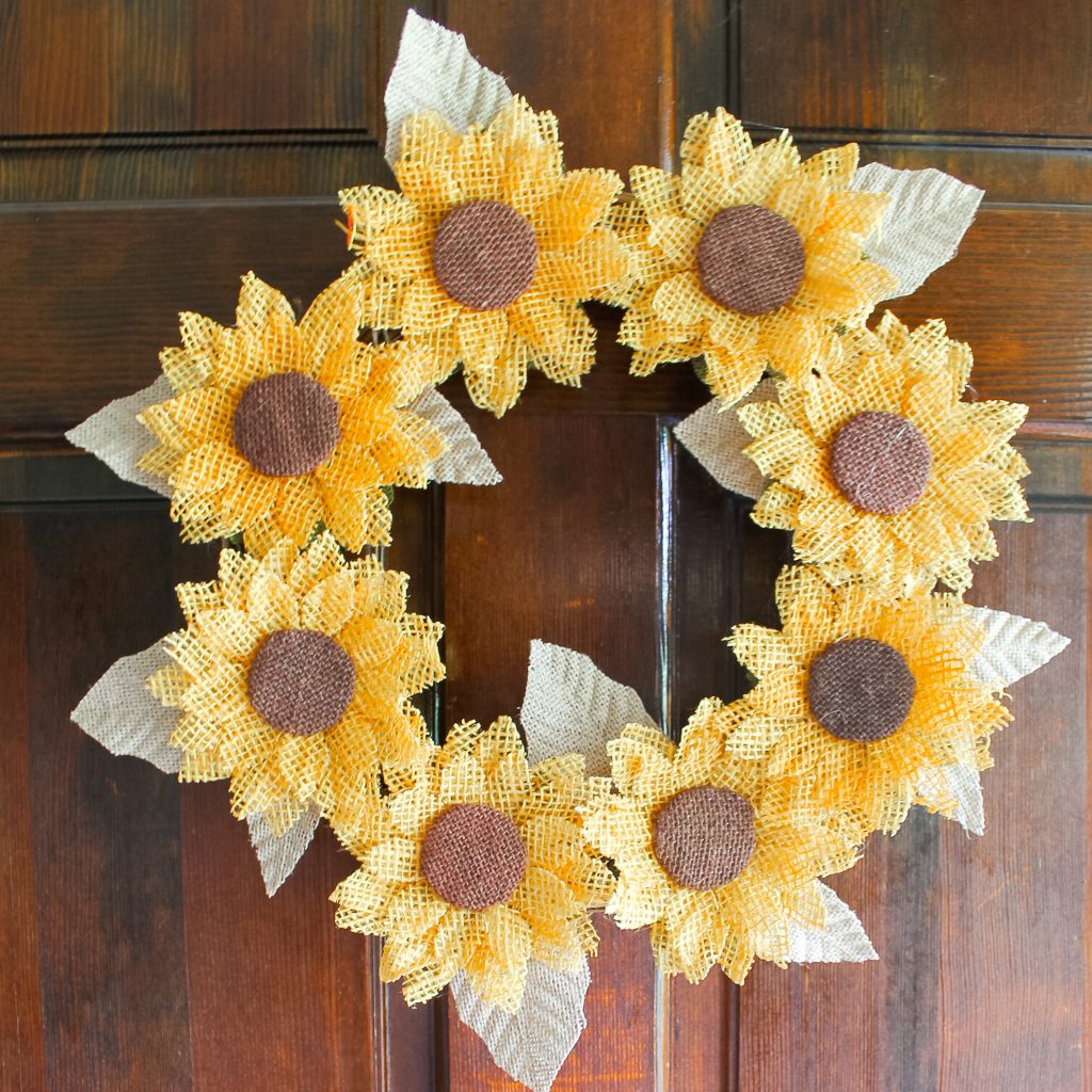 Burlap sunflower wreath