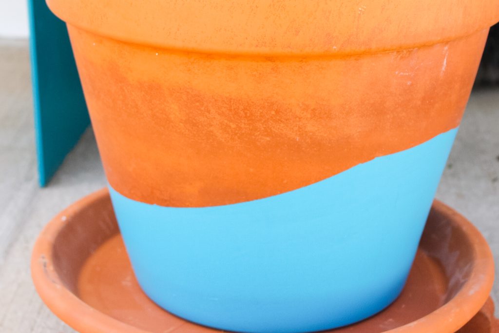 painters tape and paint on a planter
