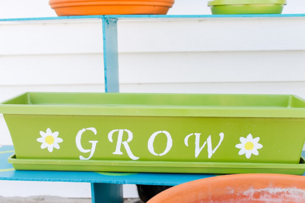 stenciled and painted planter