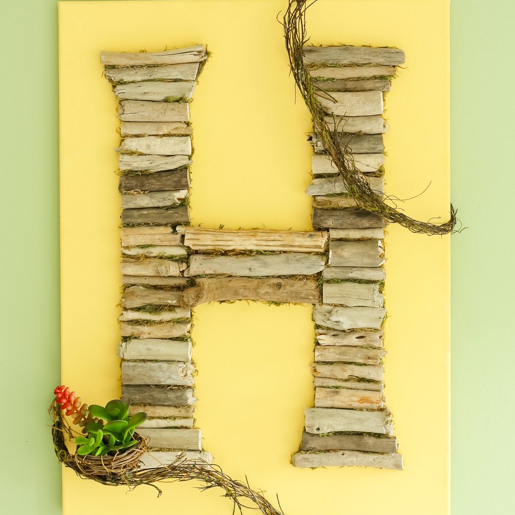 monogram using driftwood