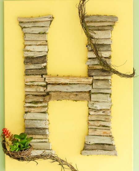 monogram using driftwood