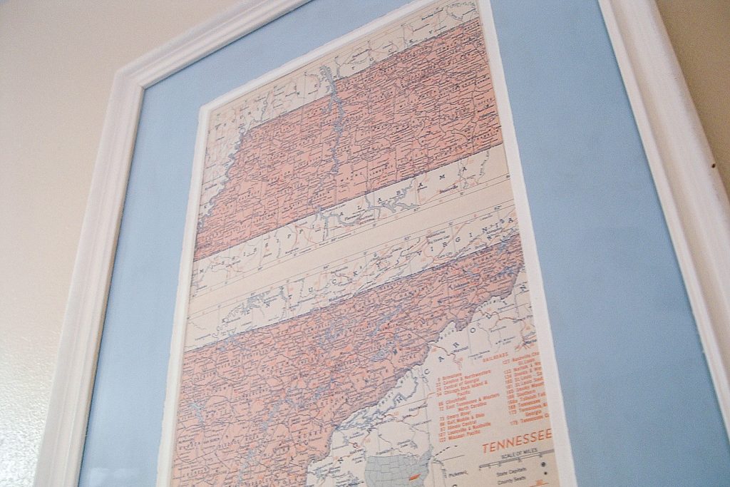 TN map in painted mat and frame