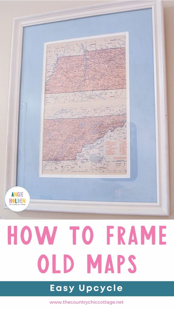 upcycled frame with an old map