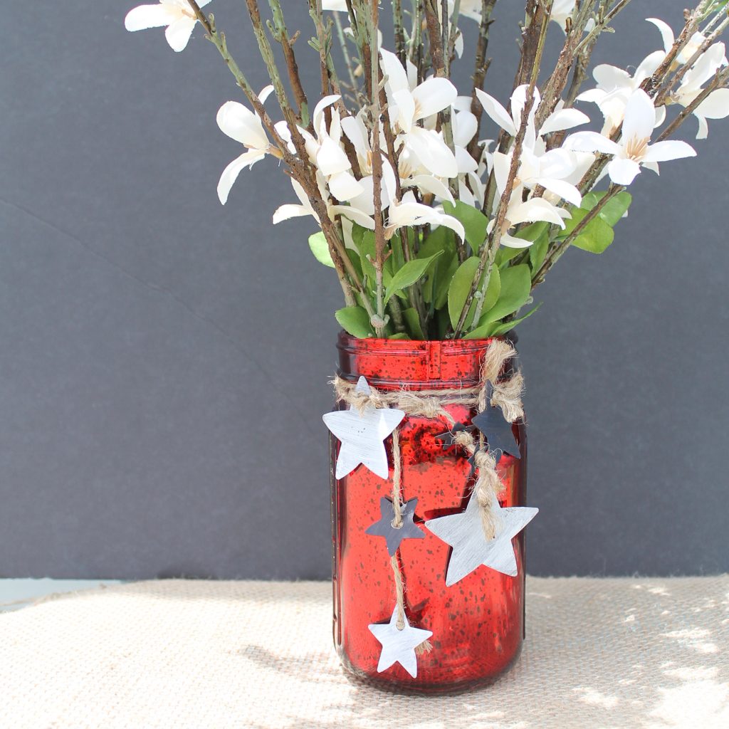 Patriotic jar with flowers