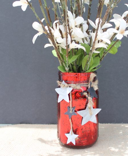 Patriotic jar with flowers
