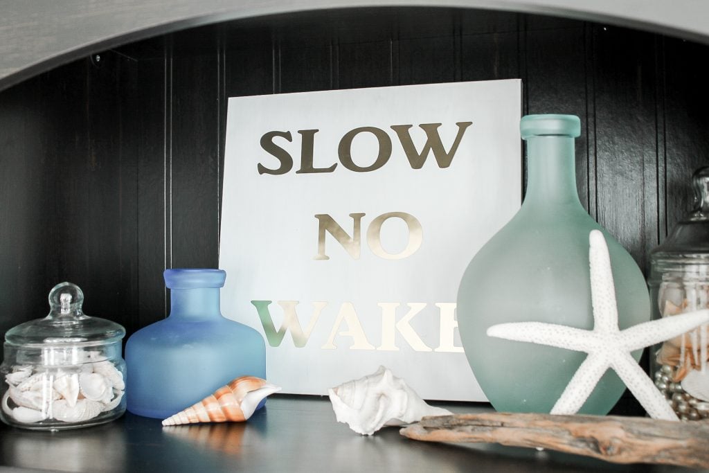 sing on shelf in nautical bathroom