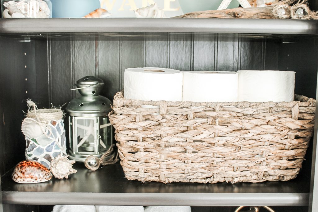 basket on shelf