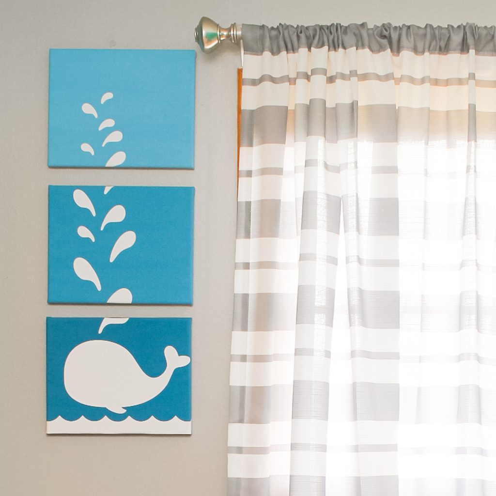 whale art on nursery wall