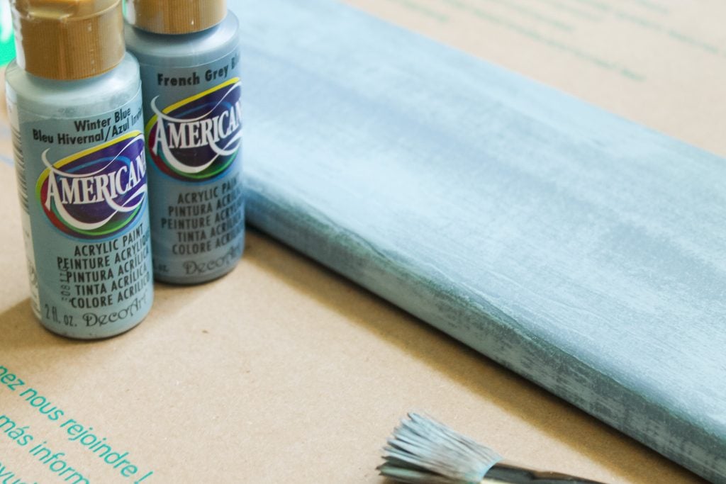 Craft paint in shades of grey and blue