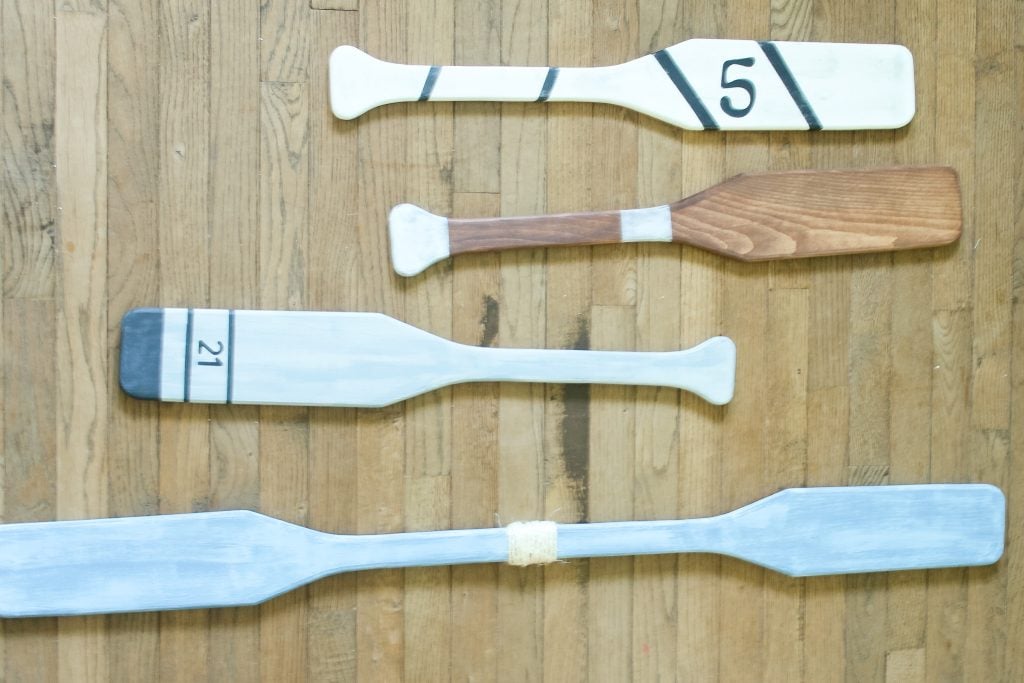 Finished painted oars
