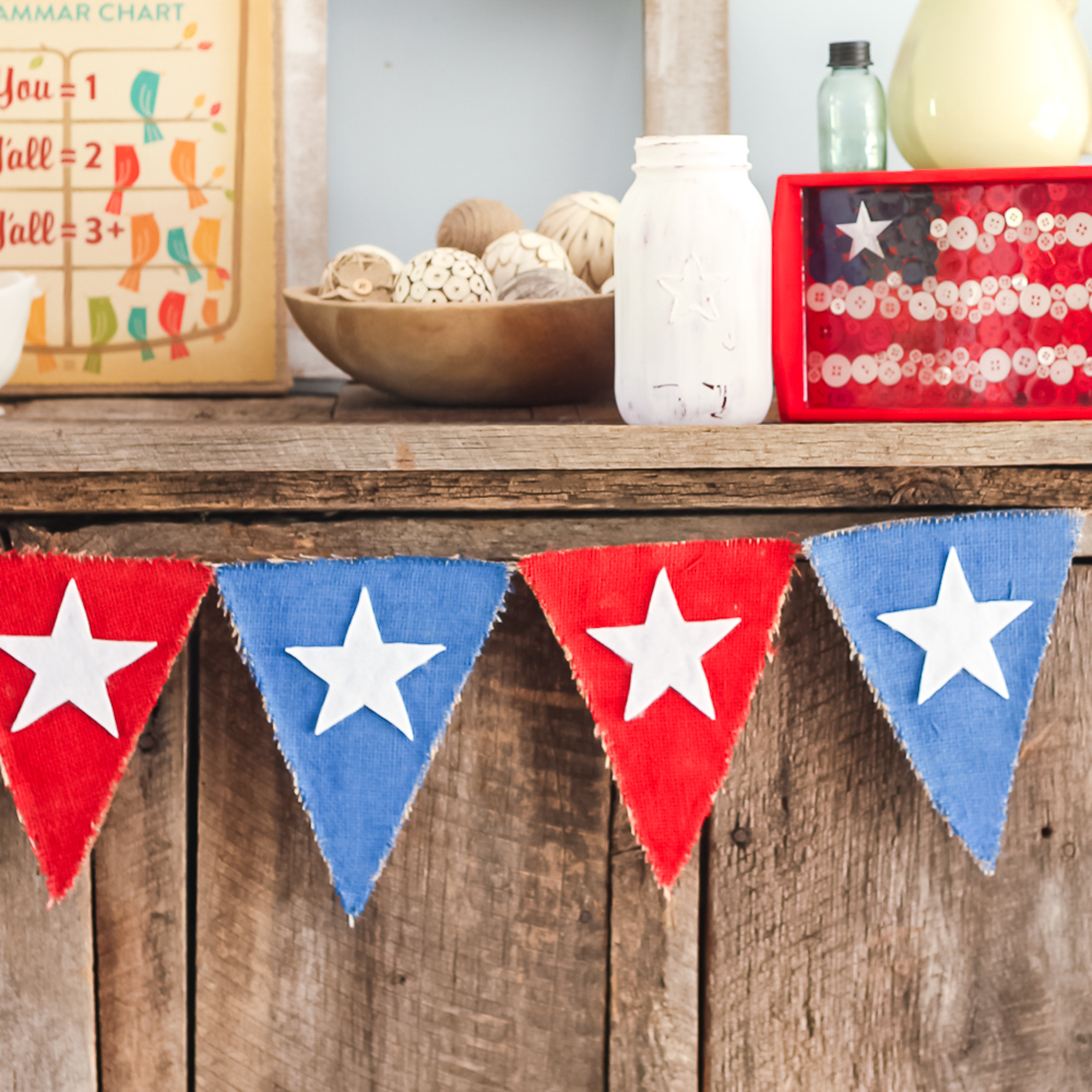 farmhouse style patriotic banner