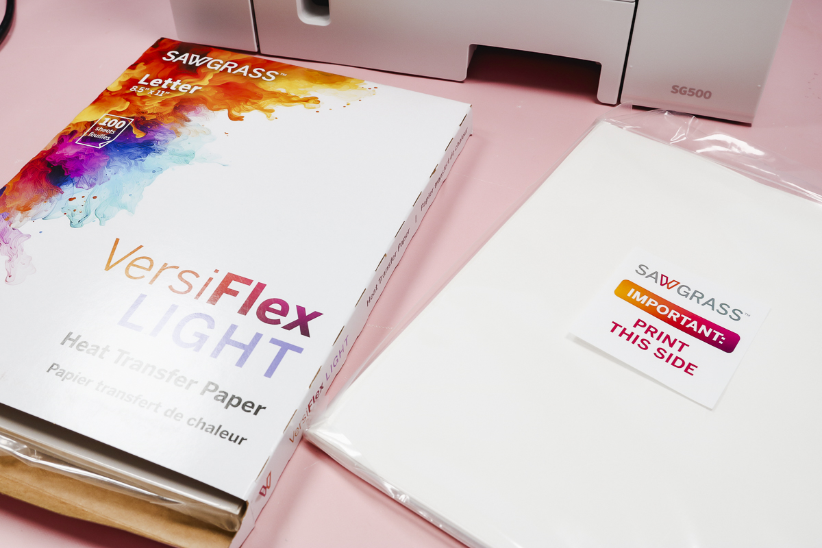 Sawgrass VersiFlex Light heat transfer paper.
