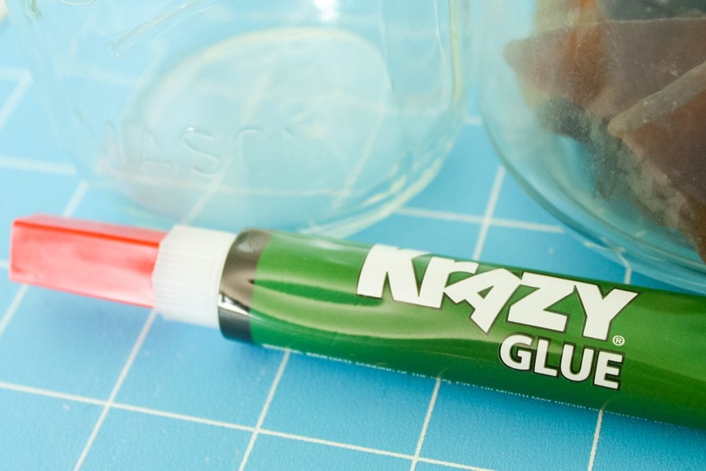 super glue and glass jar