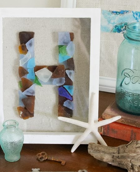 sea glass monogram art in a frame