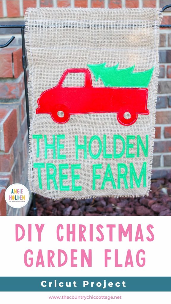 Burlap christmas flag made with a Cricut