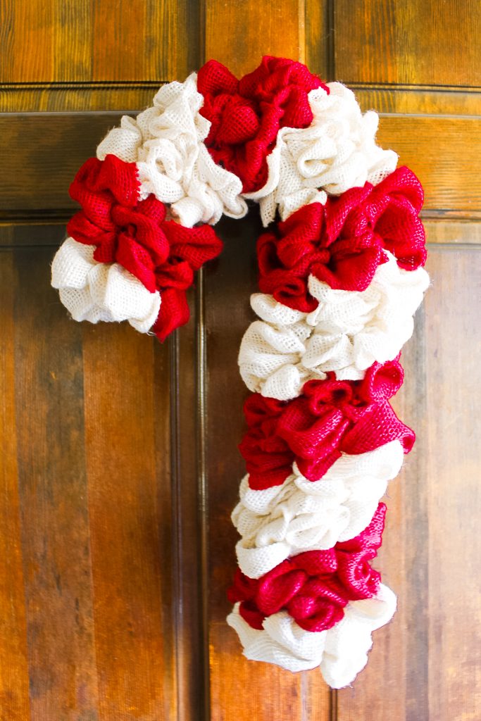 burlap ribbon candy cane wreath