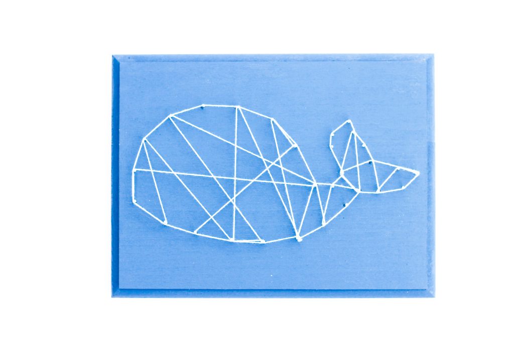 Finished whale made with string and nails