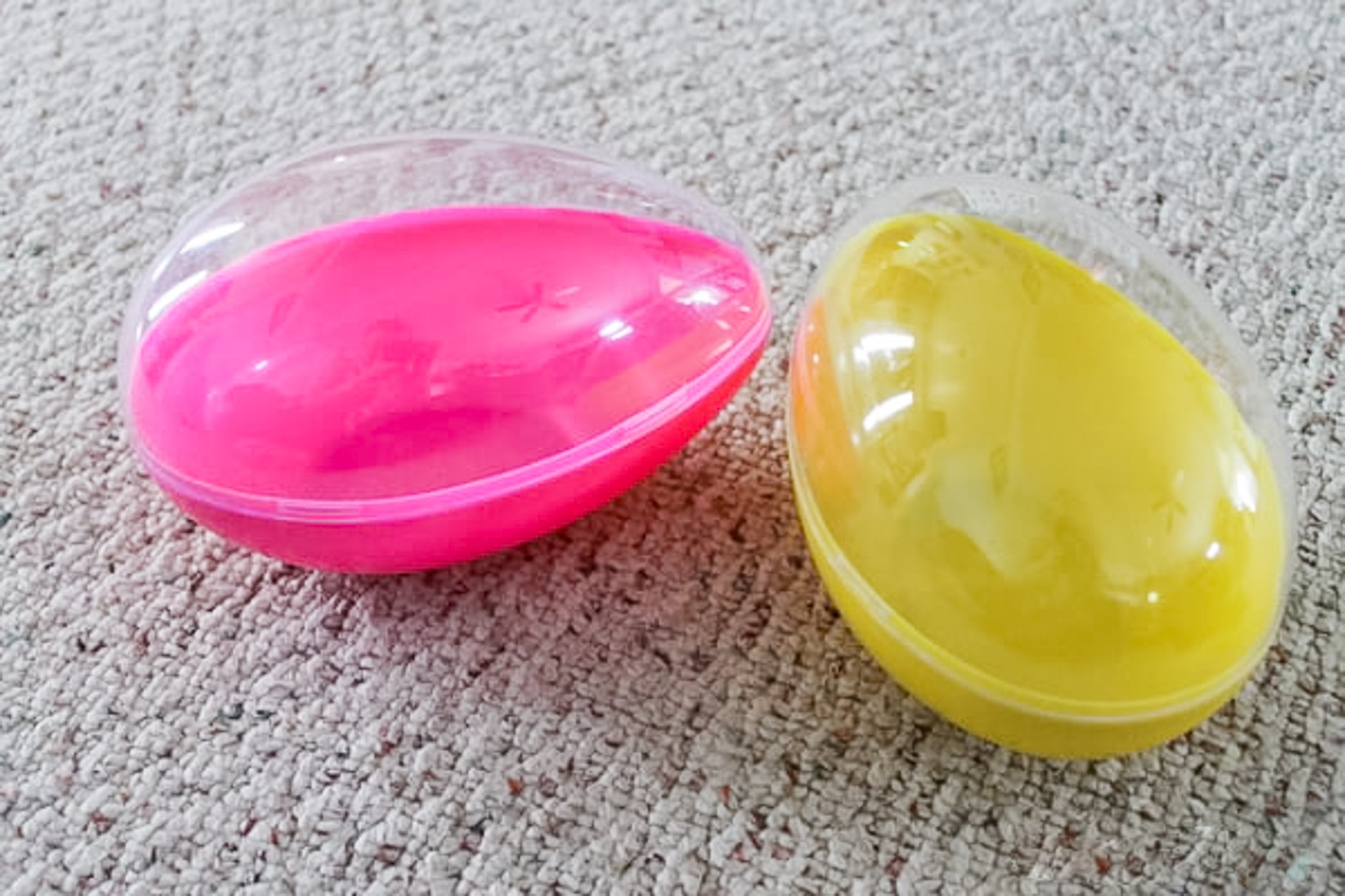 two large plastic eggs