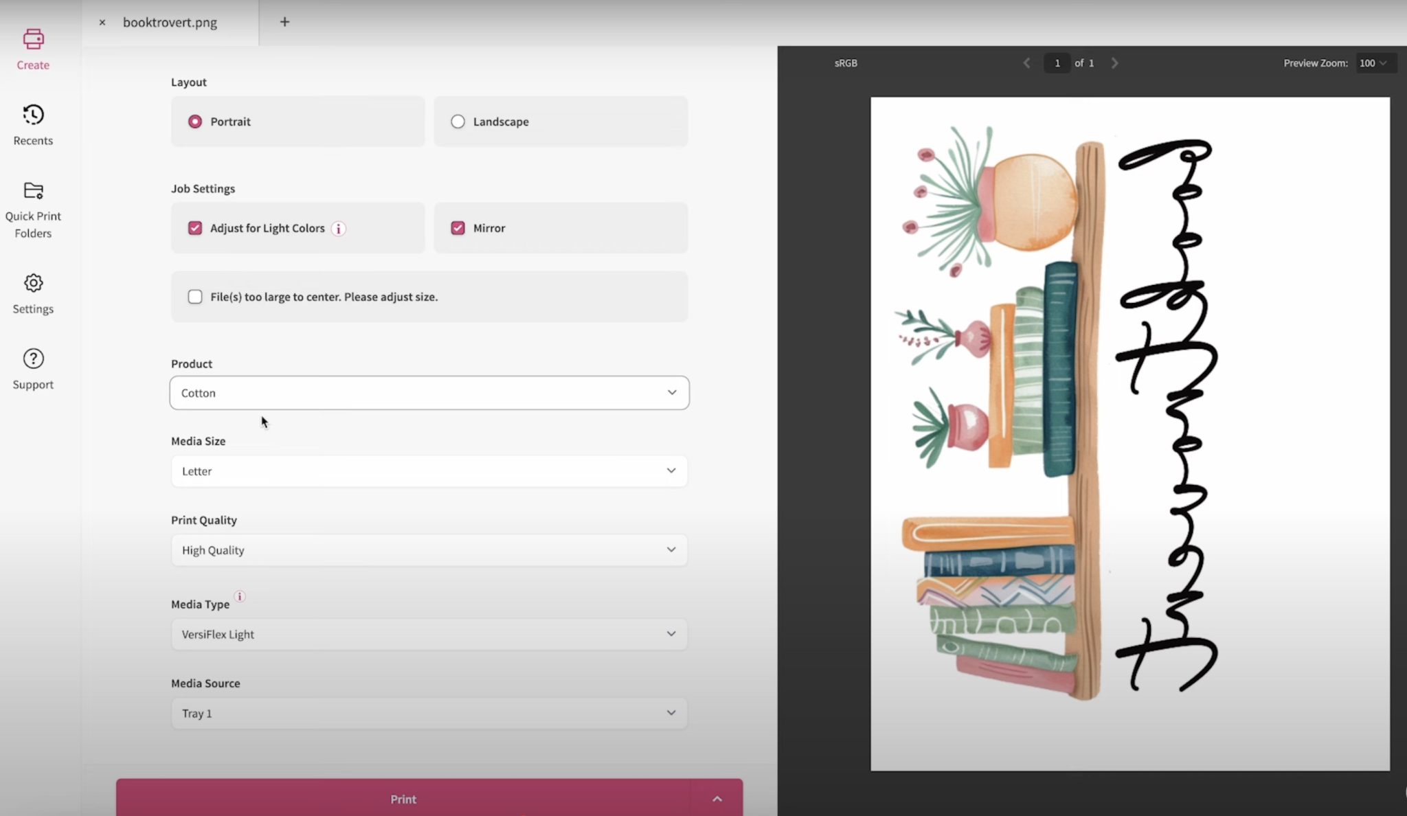 Print Manager settings.