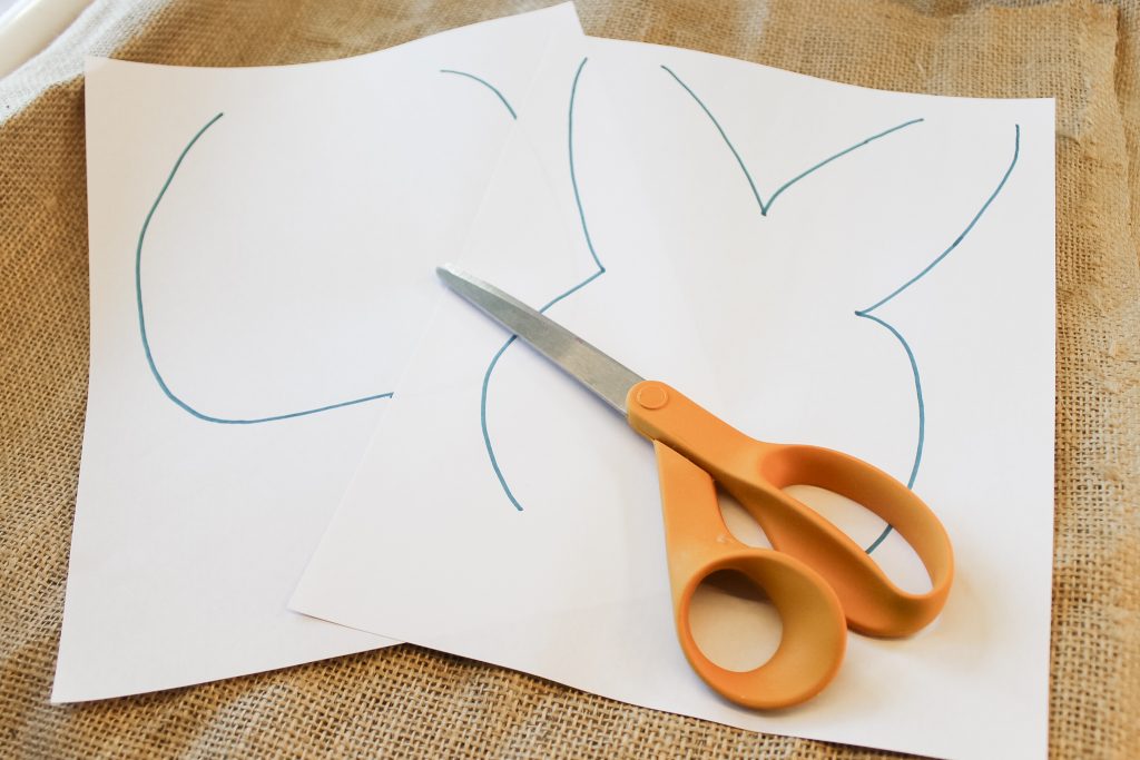 bunny pattern traced on paper