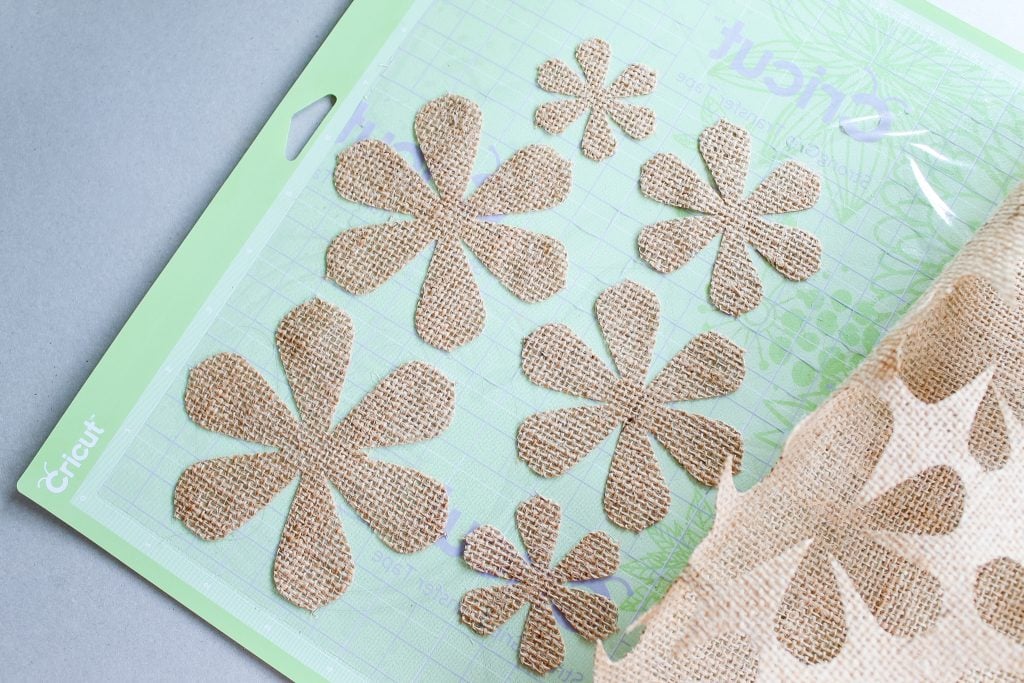 removing cut pieces of burlap