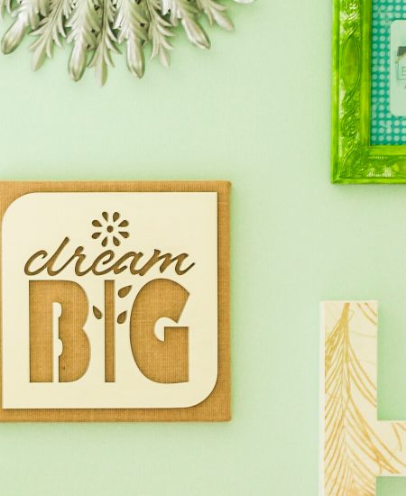 burlap wall art hanging on a wall