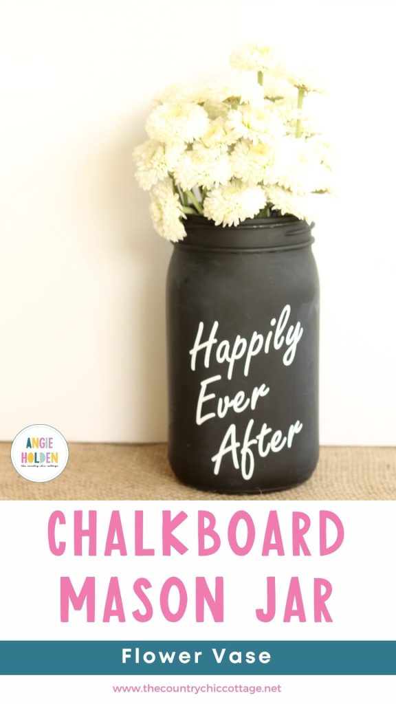 Wedding vase made with chalkboard paint and vinyl
