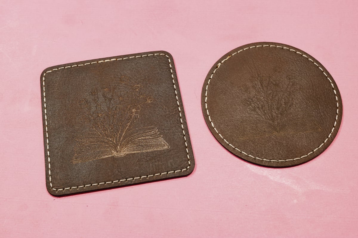 Brown leather laser patches.