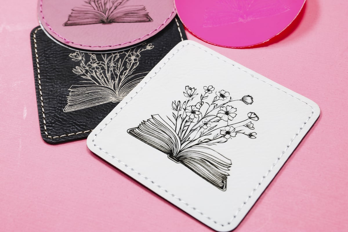 Close up of white engraved patch.