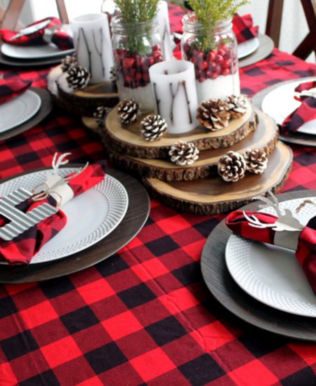 buffalo plaid tablecloth and napkins