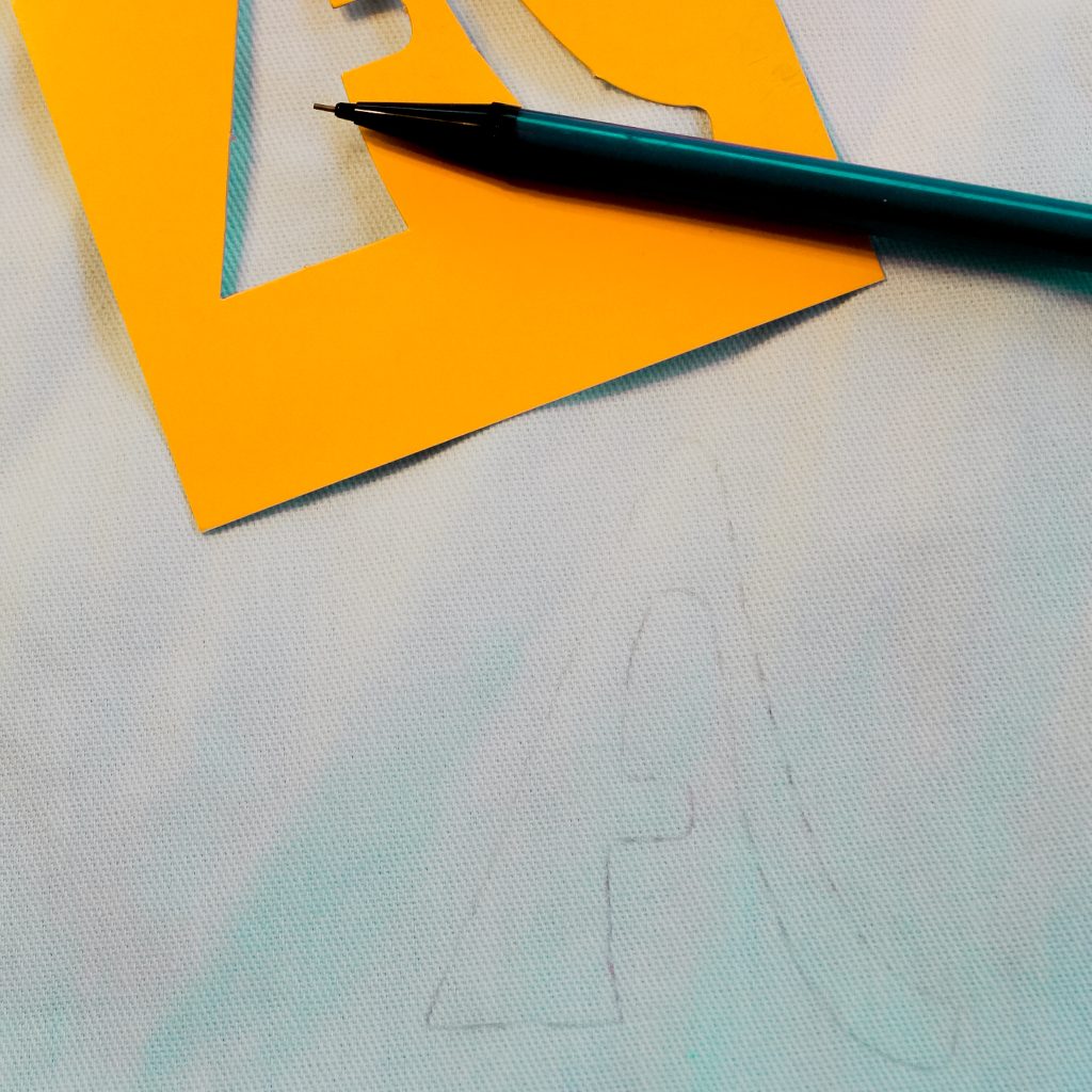 stencil on fabric tote