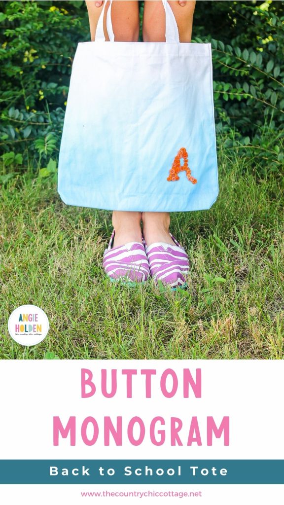 Back to school button monogram tote