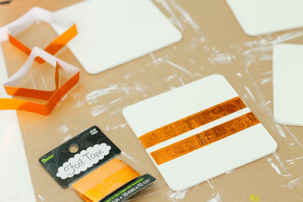 foil tape added to painted coasters