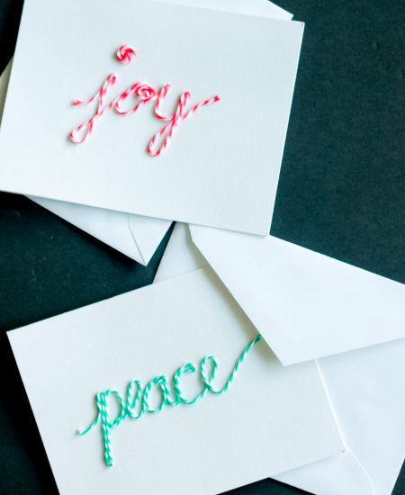 baker's twine with glue on card blanks