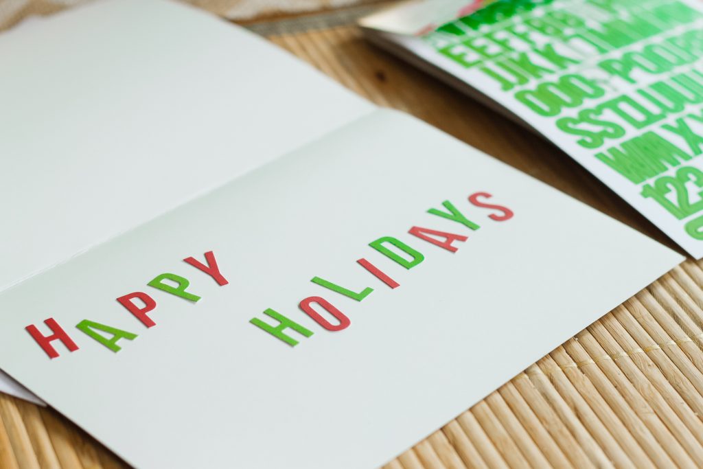 sticker letters on a card