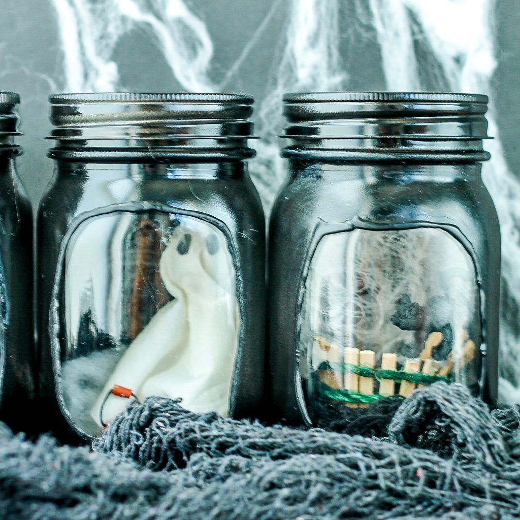 finished spooky mason jars for halloween